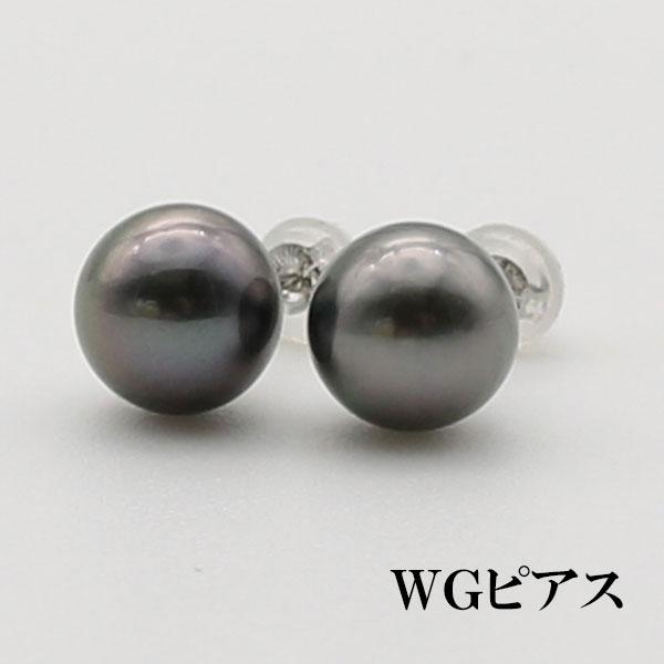 TASAKI 黒真珠スタッドピアス 約8mm〜10mm TASAKI 黒真珠スタッドピアス 約8mm