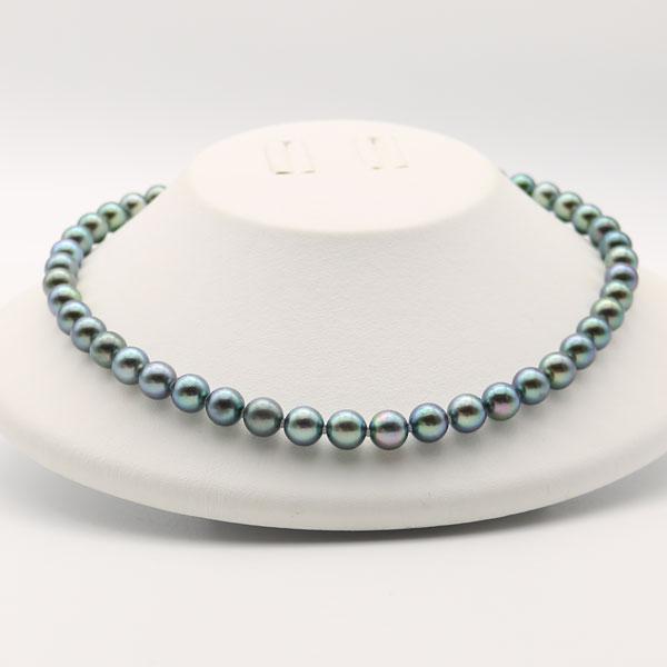 真珠 パール ネックレス あこや真珠 パールネックレス 8.5mm-9mm 黒  