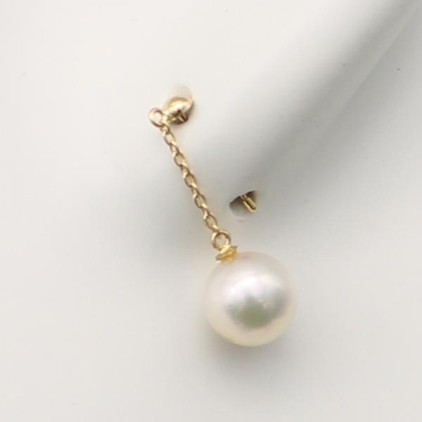 真珠 パール ロング ピアス あこや真珠 7mm-7.5mm ホワイトカラー K18