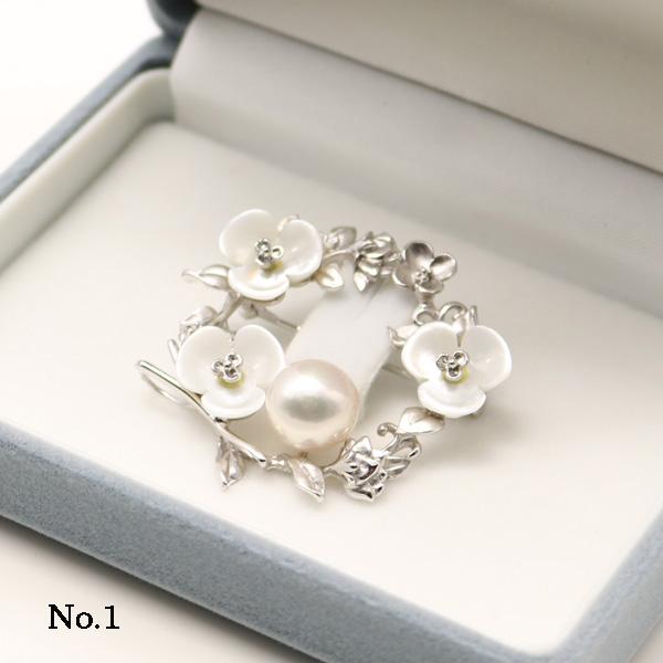 真珠 パール ブローチ あこや真珠 大珠 10mm-11mm アコヤ本真珠