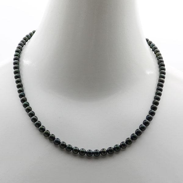 真珠 パール ネックレス あこや真珠 アコヤ本真珠 5mm-5.5mm 黒真珠  