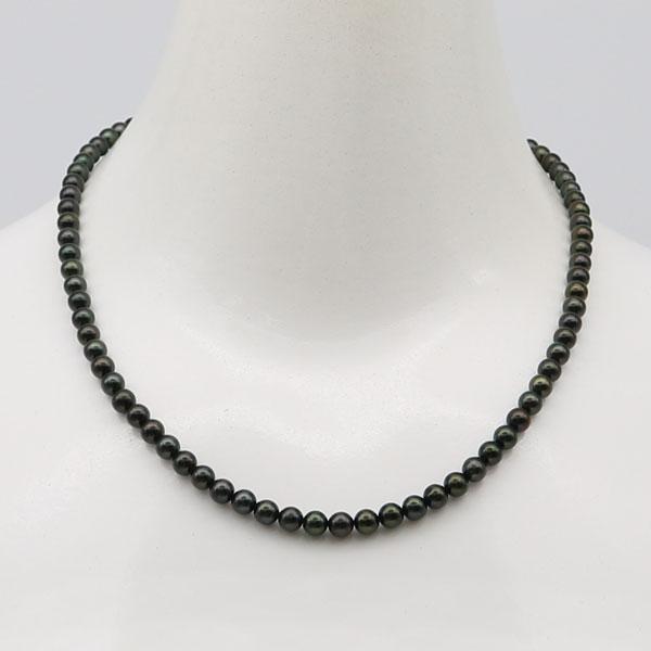 真珠 パール ネックレス あこや真珠 アコヤ本真珠 5mm-5.5mm 黒真珠
