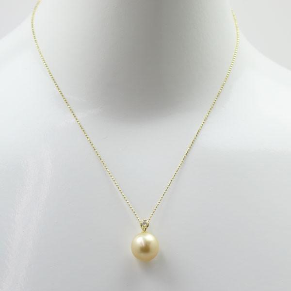 真珠 パール ネックレス 一粒 南洋白蝶真珠 12mm ナチュラルゴールド 