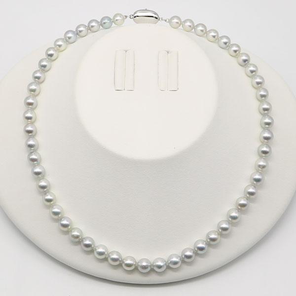 真珠 パール ネックレス あこや真珠 パールネックレス 7.5mm-8mm ナチュラル グレーカラー シルバー 冠婚葬祭  15204の画像