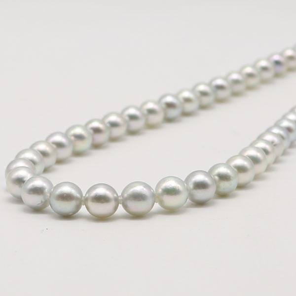 真珠 パール ネックレス あこや真珠 パールネックレス 7.5mm-8mm ナチュラル グレーカラー シルバー 冠婚葬祭  15204の画像
