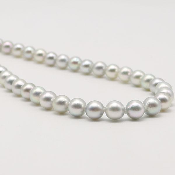 真珠 パール ネックレス あこや真珠 パールネックレス 7.5mm-8mm ナチュラル グレーカラー シルバー 冠婚葬祭  15204の画像
