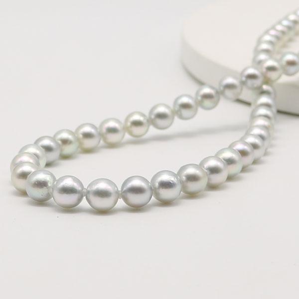 真珠 パール ネックレス あこや真珠 パールネックレス 7.5mm-8mm ナチュラル グレーカラー シルバー 冠婚葬祭  15204の画像