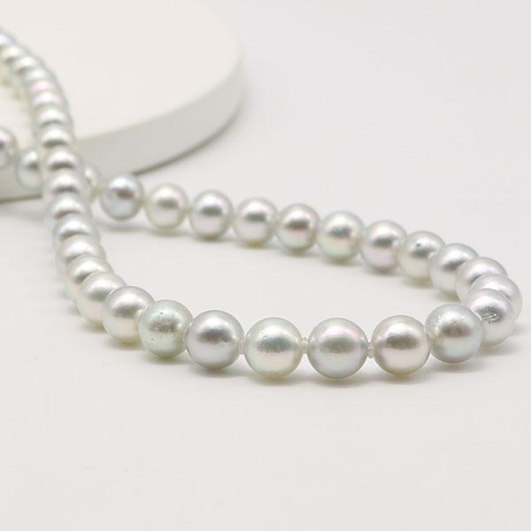 真珠 パール ネックレス あこや真珠 パールネックレス 7.5mm-8mm ナチュラル グレーカラー シルバー 冠婚葬祭  15204の画像