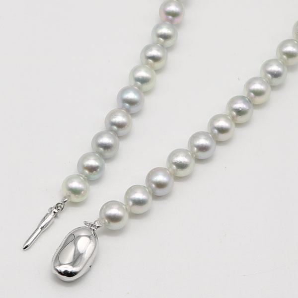 真珠 パール ネックレス あこや真珠 パールネックレス 7.5mm-8mm ナチュラル グレーカラー シルバー 冠婚葬祭  15204の画像