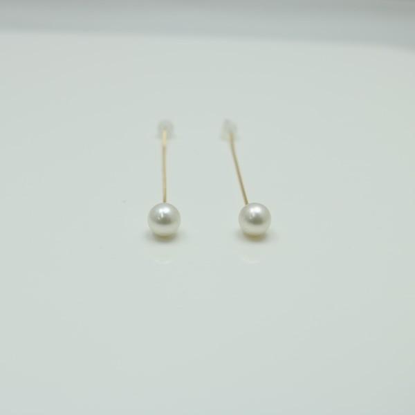 真珠 パール ピアス あこや真珠 パールピアス 7mm-7.5mm K18 ホワイト 
