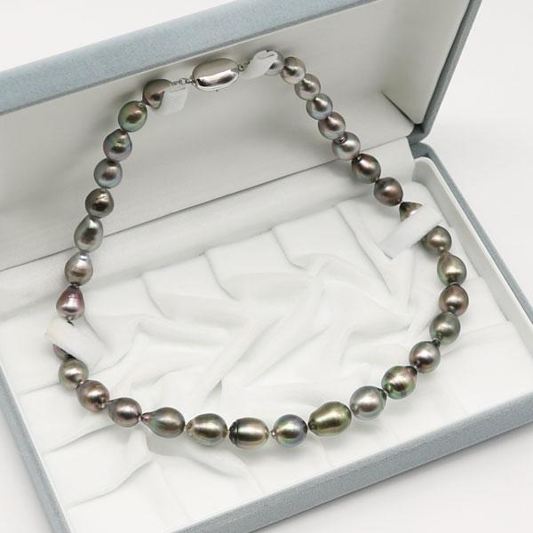 真珠 パール ネックレス 黒蝶真珠 パールネックレス 8.3mm-10.8mm 黒
