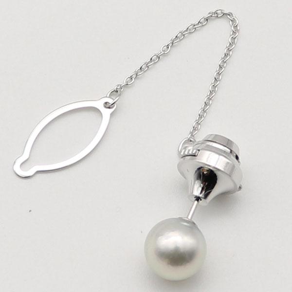 本真珠 アコヤ ネクタイピン K14WG タイタックパール 9㎜