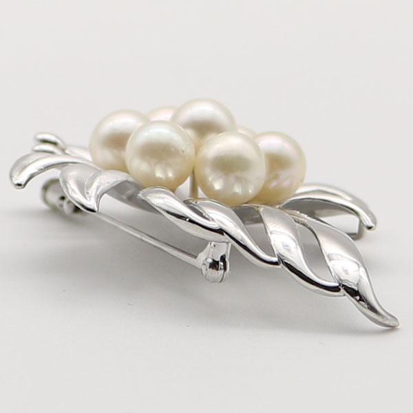 真珠 パール ブローチ あこや真珠 デザイン シルバー 7mm-7.5mm 7pcs