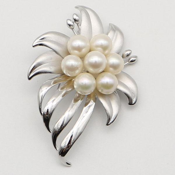 真珠 パール ブローチ あこや真珠 デザイン シルバー 7mm-7.5mm 7pcs