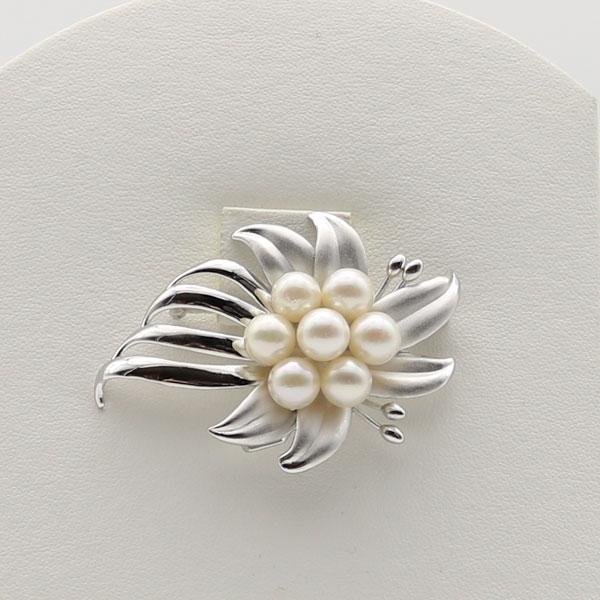 真珠 パール ブローチ あこや真珠 デザイン シルバー 7mm-7.5mm 7pcs