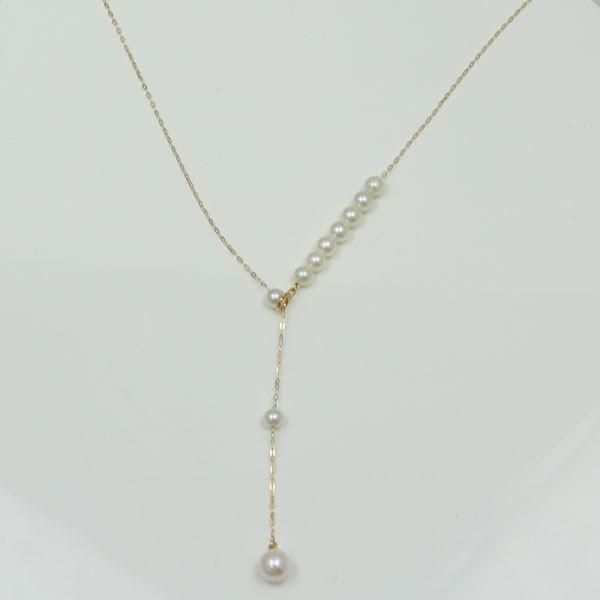 真珠 パール ネックレス あこや真珠 パールネックレス 4.5mm-5mm ホワイトカラー ベビーパール スルー デザイン K18 アコヤ本真珠 カジュアル 15573の画像