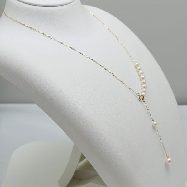 真珠 パール ネックレス あこや真珠 パールネックレス 4.5mm-5mm ホワイトカラー ベビーパール スルー デザイン K18 アコヤ本真珠 カジュアル 15573の画像