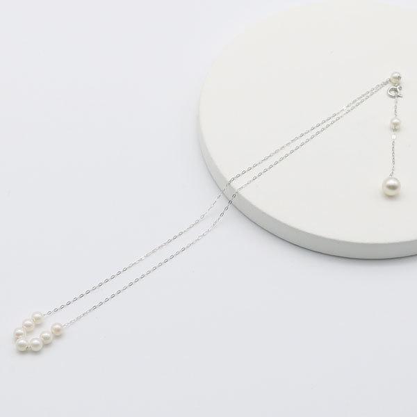 真珠 パール ネックレス あこや真珠 パールネックレス 4.5mm-5mm ホワイトカラー ベビーパール スルー デザイン K18 アコヤ本真珠 カジュアル 15573の画像