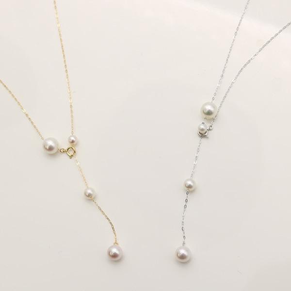 真珠 パール ネックレス あこや真珠 パールネックレス 8mm-8.5mm ホワイトカラー ベビーパール スルーデザイン K18YG か K14WG アコヤ本真珠 カジュアル 15582の画像