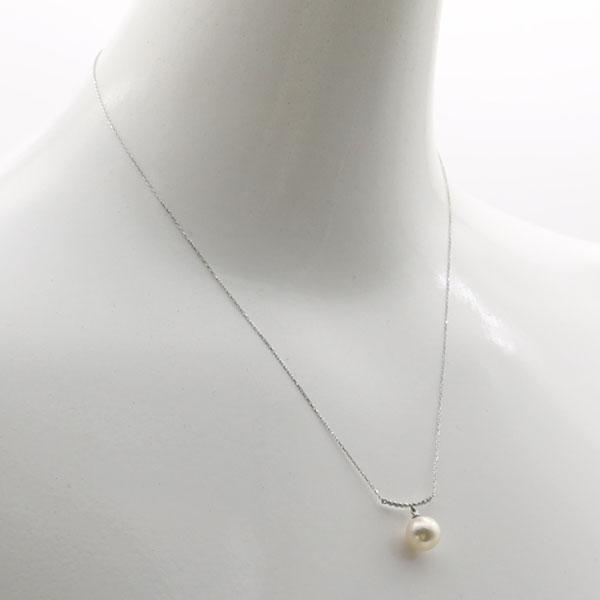 真珠 パール ネックレス あこや真珠 8.5mm-9mm ダイヤ プラチナ