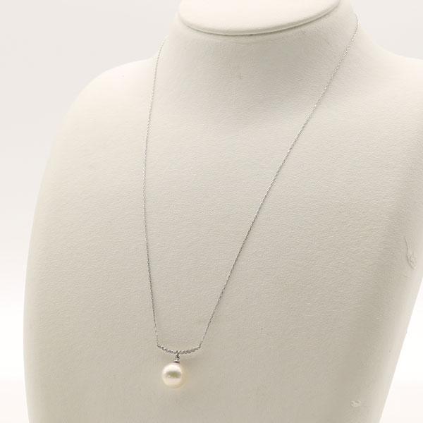 真珠 パール ネックレス あこや真珠 8.5mm-9mm ダイヤ プラチナ