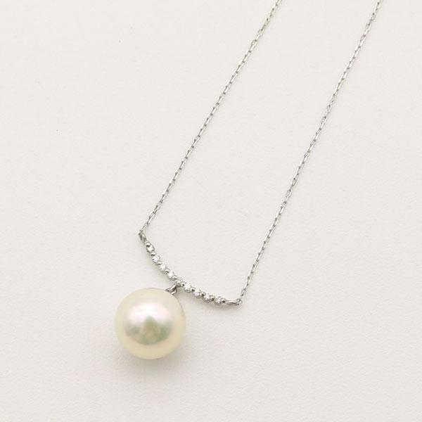 真珠 パール ネックレス あこや真珠 パール ネックレス 8.5mm-9mm ダイヤ プラチナホワイトピンクカラー デザイン アコヤ本真珠 カジュアル 15637の画像