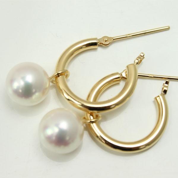 真珠 パール ピアス あこや真珠 パール ピアス フック フープ ロング  