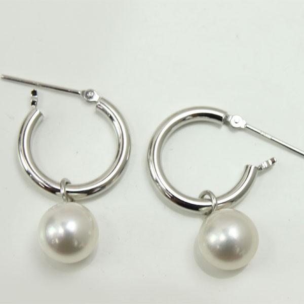 真珠 パール ピアス あこや真珠 パール ピアス フック フープ ロング  