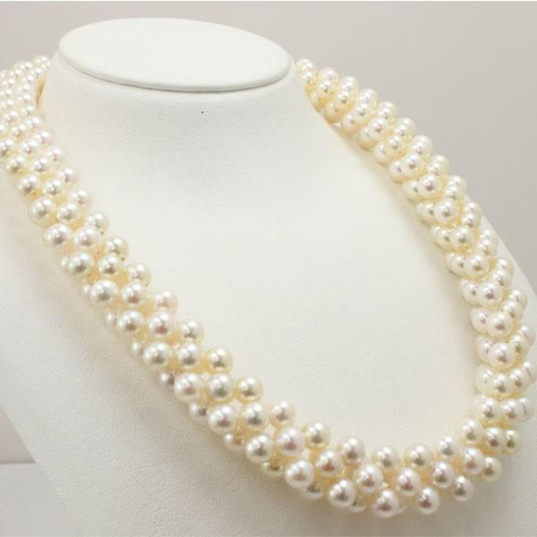 美品✨アコヤパール ネックレス アクセサリー 真珠 ホワイト 5.5-6.5㎜ 真珠 パール ネックレス あこや真珠 パールネックレス 6mm-6.5mm