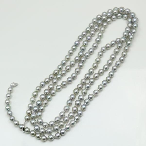 真珠 パール ロング ネックレス あこや真珠 パールネックレス 6.5mm