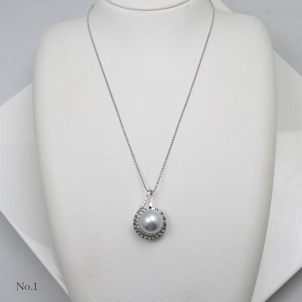 南洋真珠　グレーのネックレス 真珠 パール ネックレス 南洋白蝶真珠 ペンダント 13mm-14mm