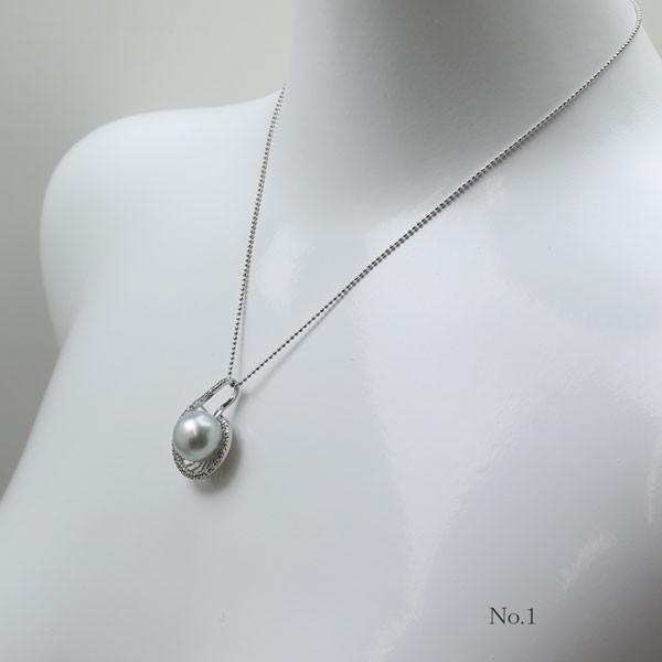 南洋真珠　グレーのネックレス 真珠 パール ネックレス 南洋白蝶真珠 ペンダント 13mm-14mm