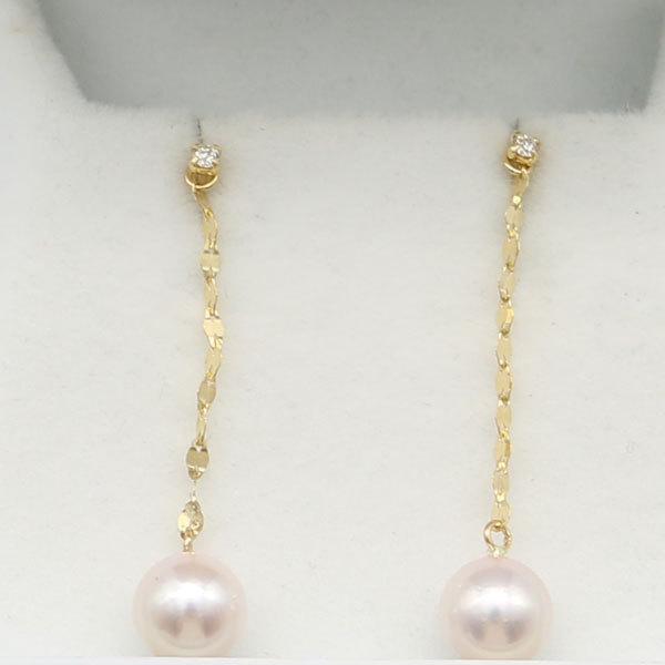 真珠 パール ピアス あこや真珠 パールピアス ロング デザイン