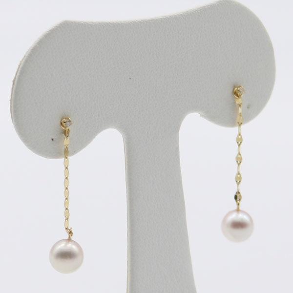 真珠 パール ピアス あこや真珠 パールピアス ロング デザイン