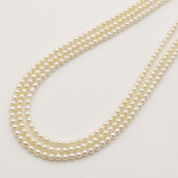 真珠 パール ネックレス あこや真珠 パールネックレス 3mm-3.5mm ベビーパール ホワイトカラー シルバー アコヤ本真珠 カジュアル15817