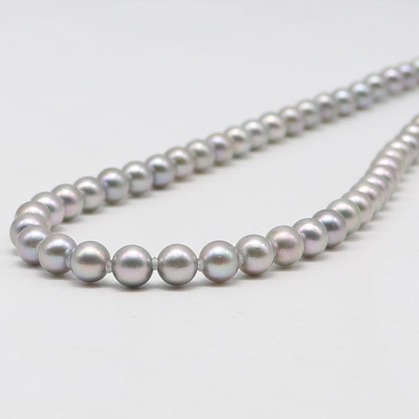 E2156】 本グレーパールネックレス 約7.5mm Silver刻印あり 卸売り