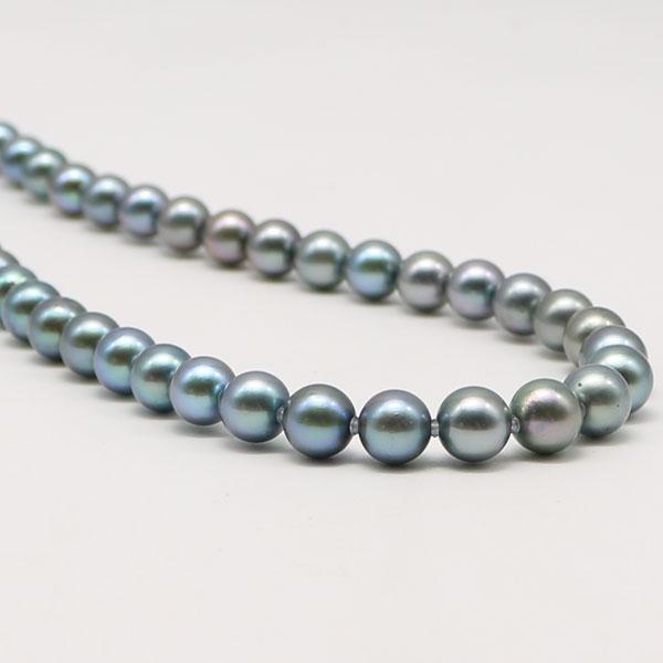 真珠 パール ネックレス あこや真珠 パールネックレス 8mm-8.5mm 黒真珠 ブラックパールシルバー アコヤ本真珠 冠婚葬祭 葬儀 葬式 法事  15832の画像