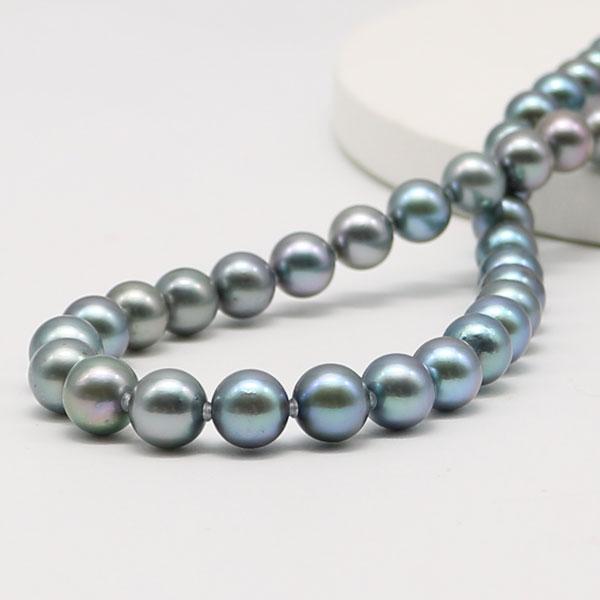 真珠 パール ネックレス あこや真珠 パールネックレス 8mm-8.5mm 黒真珠 ブラックパールシルバー アコヤ本真珠 冠婚葬祭 葬儀 葬式 法事  15832の画像