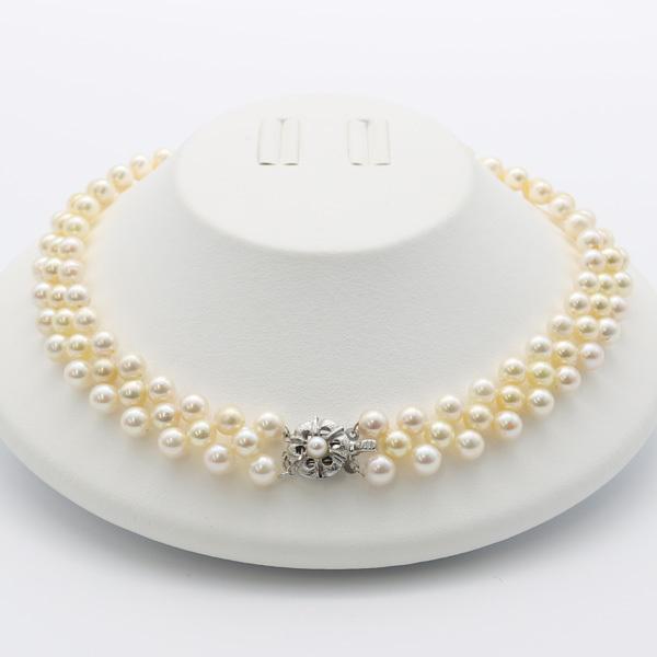 真珠 パール ネックレス あこや真珠 3連編みネックレス アコヤ本真珠