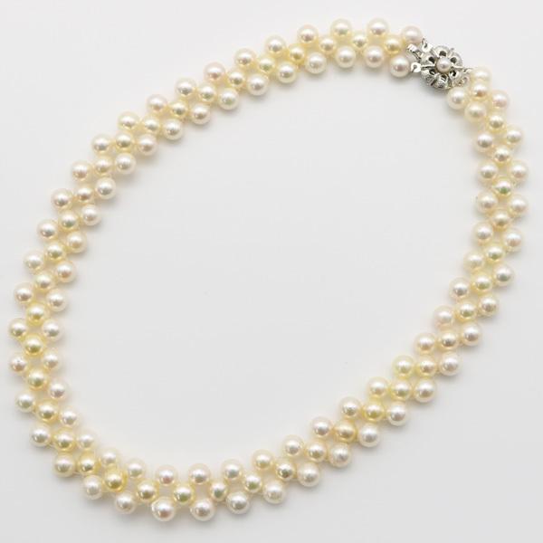 真珠 パール ネックレス あこや真珠 3連編みネックレス アコヤ本真珠