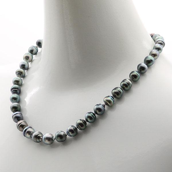真珠 パール ネックレス 黒蝶真珠 パールネックレス 8mm-10mm ブラック