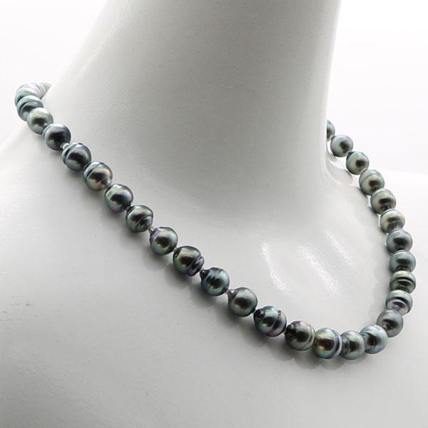 真珠 パール ネックレス 黒蝶真珠 パールネックレス 8mm-10mm ブラック