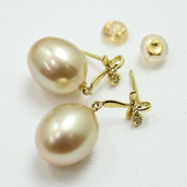 【最終価格】白蝶金 真珠 10mmピアス(K18／ダイヤ付) K18南洋白蝶真珠10mm珠ピアス | 商品詳細 | 高島屋オンラインストア