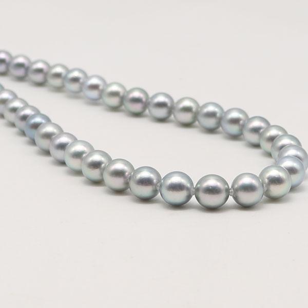 真珠 パール ネックレス あこや真珠 8mm-8.5mm ブルーグレーパール