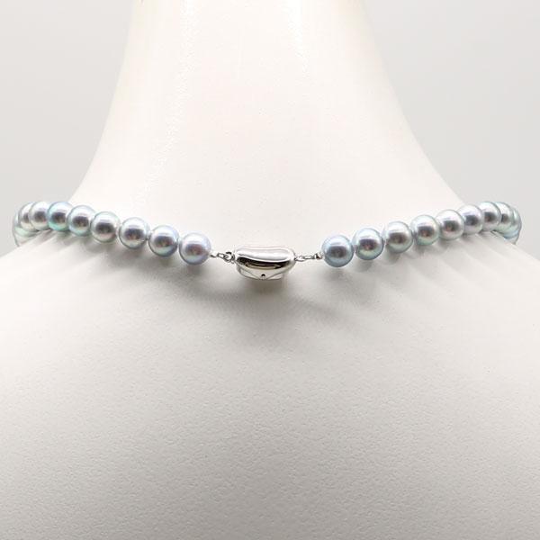 【テリ強】あこや真珠 パールネックレス ブルーグレー 6.5-7.0mm 29g 真珠 パール ネックレス あこや真珠 8mm-8.5mm ブルーグレーパール