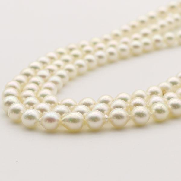 真珠 パール ロング ネックレス あこや真珠 7mm-7.5mm 120cm バロック