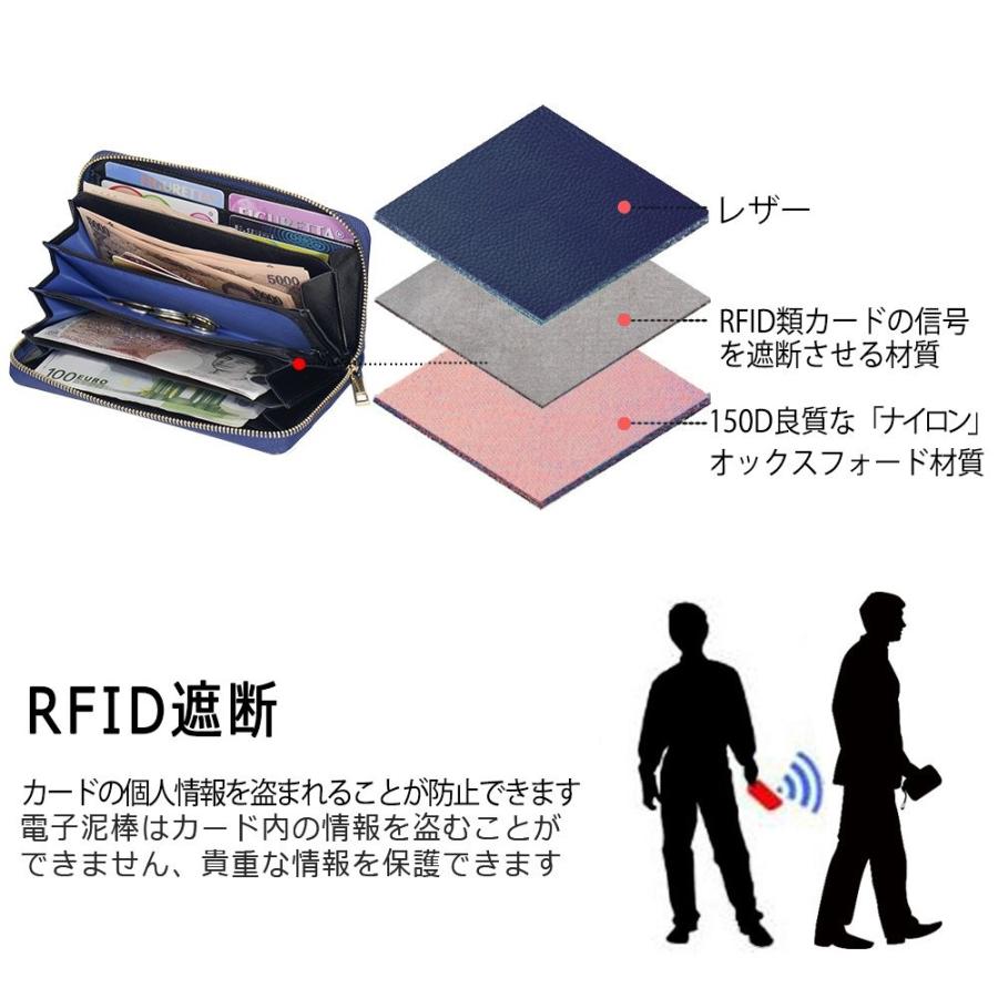 Cocases スキミング防止 長財布 大容量 カード収納 レザー ロングウォレット 小銭入れ 通帳 ストラップ付き ラウンドファスナー ウ Supersport Tn