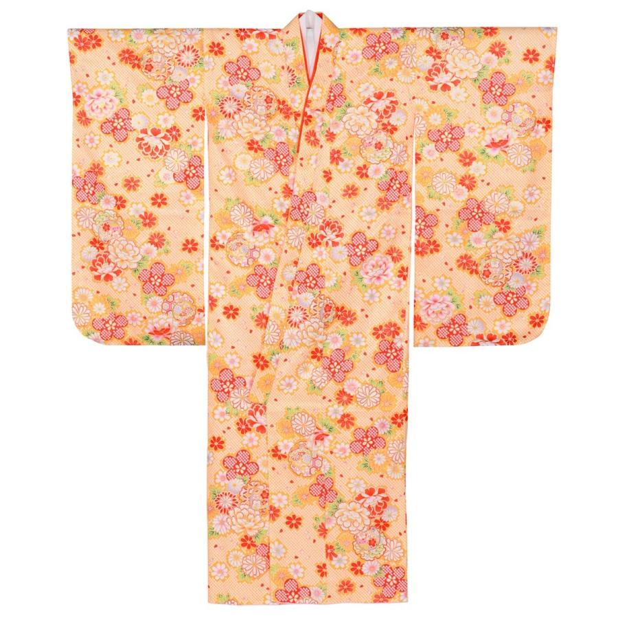 七五三 卒園式 女の子四つ身着物 ポリエステル 小紋 7才 黄色 疋田に雪輪 中国製 Www Parselsorgu Com