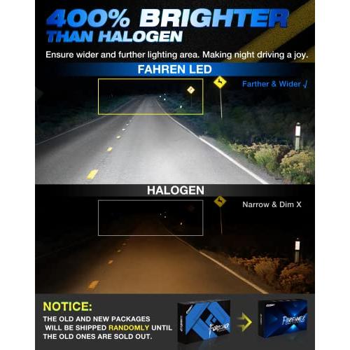 定番正規店 Fahren Forenner 9004/HB 1 LEDヘッドライト電球、16000ルーメン400%明るいLEDヘッドライト変換キット、6500 K 10分取り付け、ハロゲン交換、2個入り