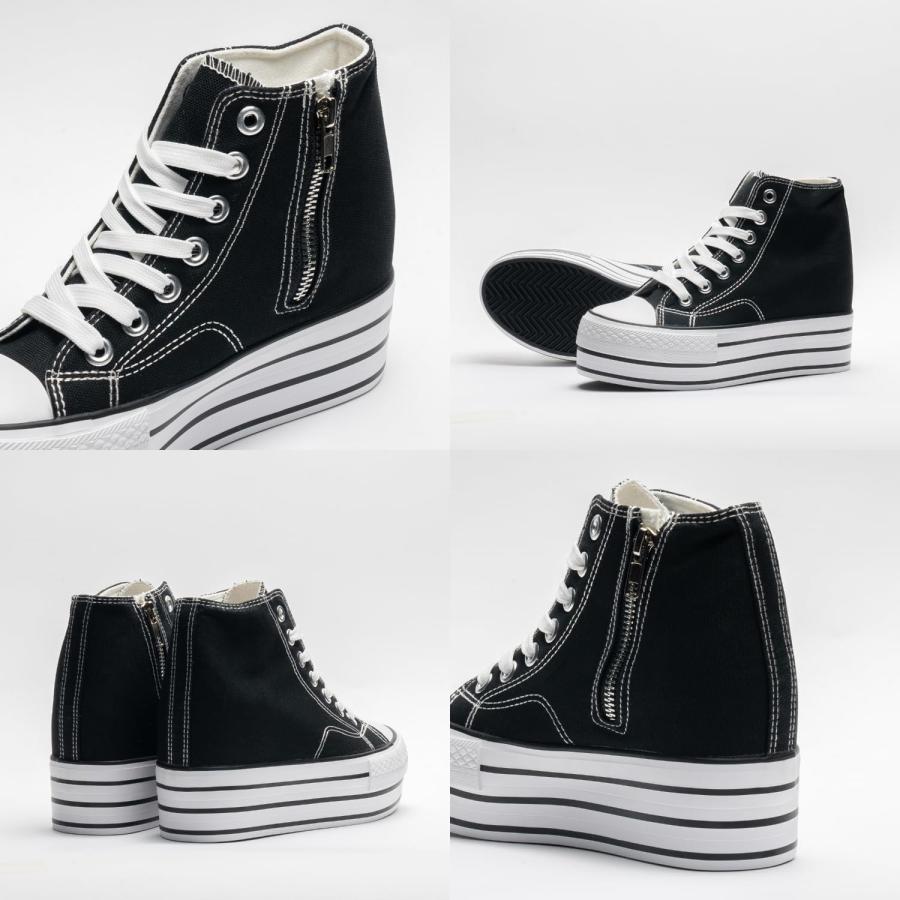 厚底スニーカー レディース ハイカット スニーカー インヒール